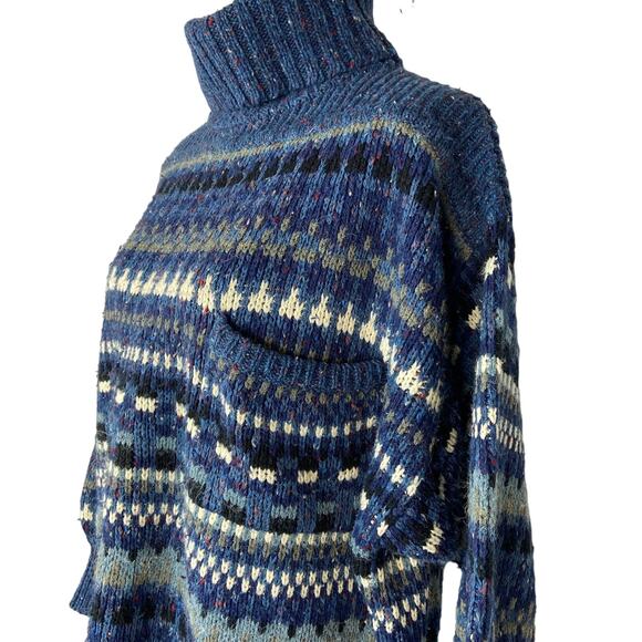 Vintage Oversized Patterned Turtleneck Dolman Sweater - Women's Size M - Picture 2 of 5